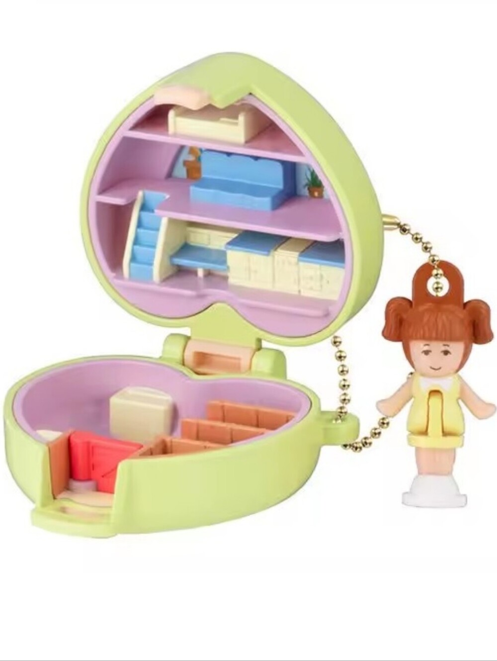 NWT Polly Pocket Miniature Keychain Capsule Bandai Gashapon Green Compact Vol. 2